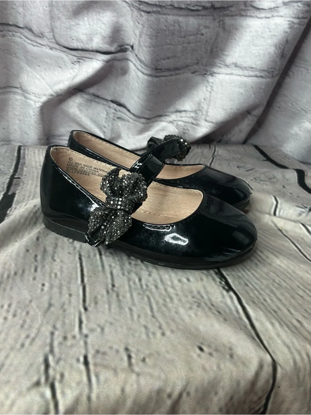 5/$20 Coquette Dark Balletcore Goth Glam Black Patent Mary Janes Glitter Bow‎ 6